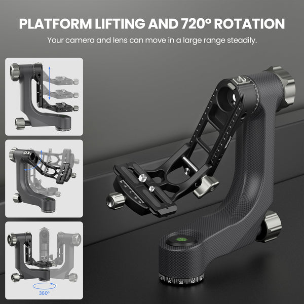 WEYLLAN PH8 Carbon Fiber Gimbal Head | 360° Heavy-Duty Stabilizer
