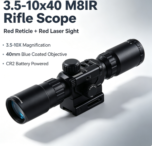 3.5-10X Rifle Scope Reticle 40mm Red laser sight Compact 24 Mil-Dot Reticle