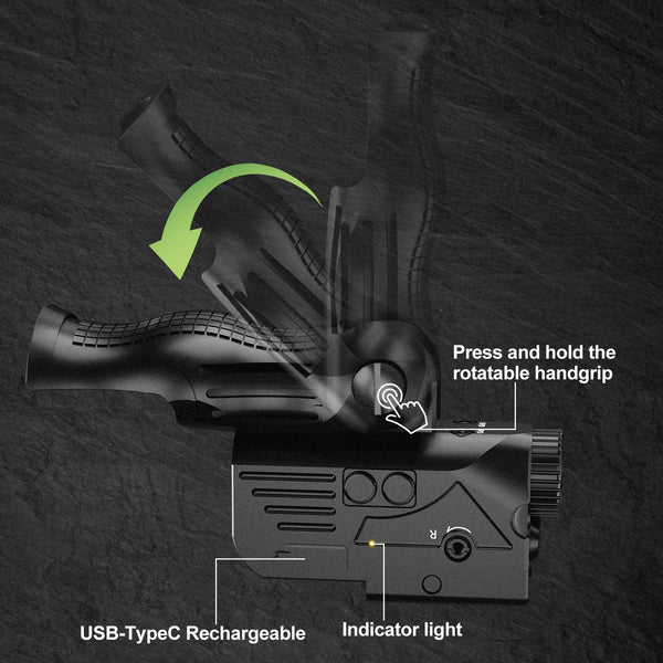 Tactical 1200LM IR Flashlight Green Laser Combo Rechargeable for Rifles