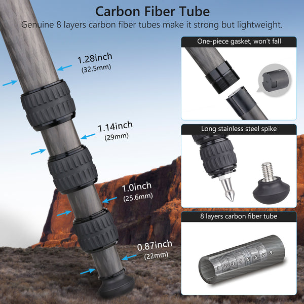 ARTCISE CT80C Carbon Fiber Tripod with 52mm Low Profile Ball Head