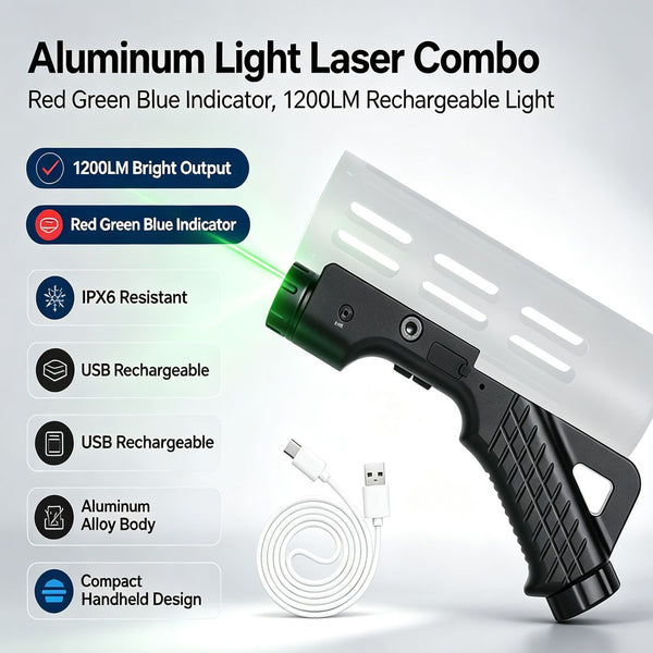 Aluminum Red Green IPX6 Resistant Combo Blue Rechargeable Light Laser 1200LM