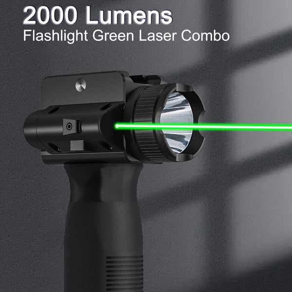 Tactical 2000LM Flashlight GreenLaser Light Combo Rechargeable New