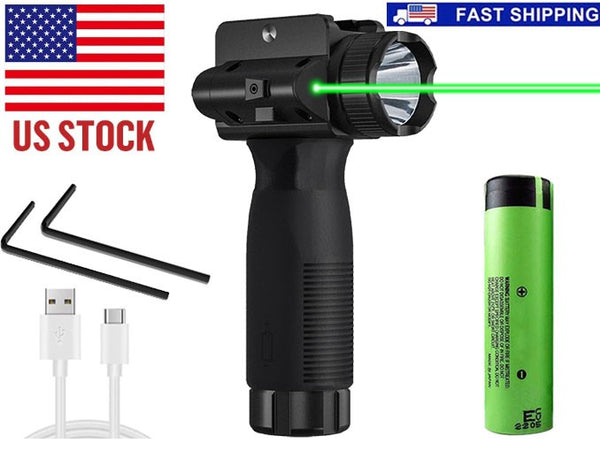 Tactical 2000LM Flashlight GreenLaser Light Combo Rechargeable New