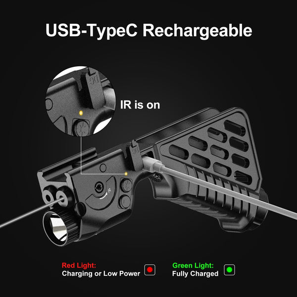 Tactical Green Laser Sight Infrared Illuminator Combo USB Picatinny Rail Mount