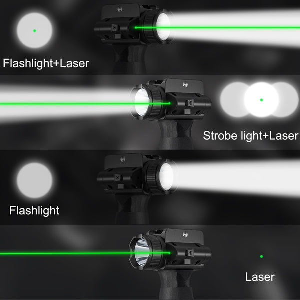 Tactical 2000LM Flashlight GreenLaser Light Combo Rechargeable New