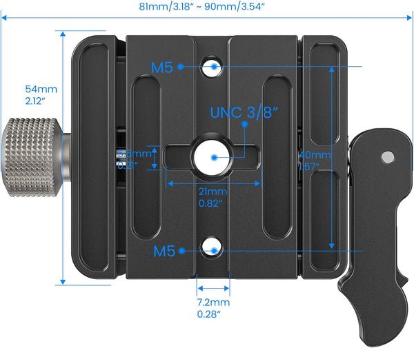 Arca Swiss Quick Release Plate Lever Lock Adapter for Magpul Mlok Bipod/Tripod Ball Heads