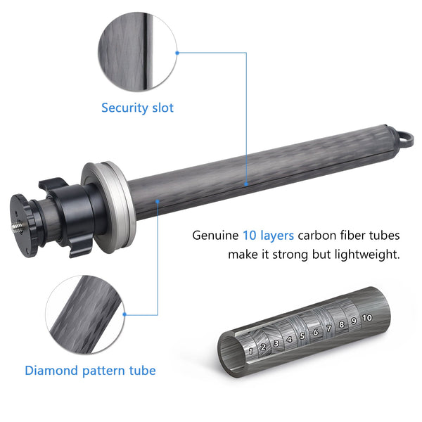 WEYLLAN TZ4 Professional Carbon Fiber Lifting Tripod Center Column