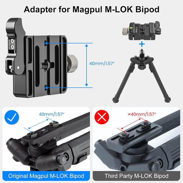 Arca Swiss Quick Release Plate Lever Lock Adapter for Magpul Mlok Bipod/Tripod Ball Heads