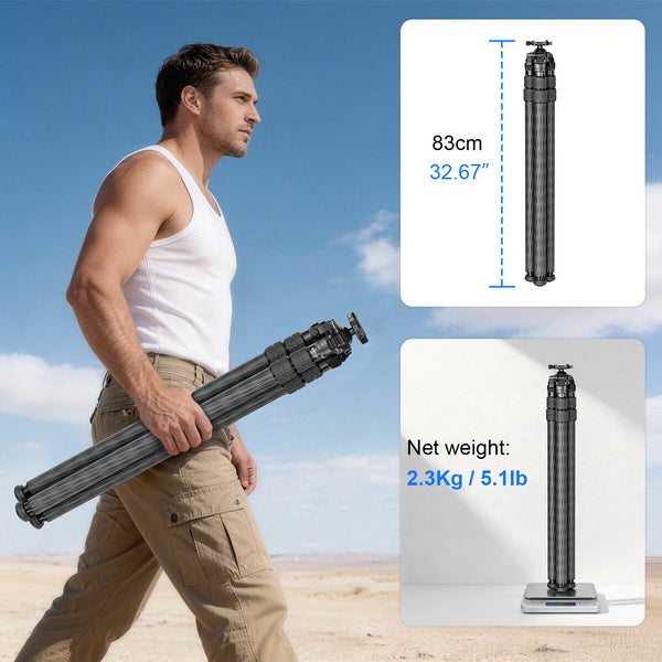 WEYLLAN HN403 carbon fiber shooting tripod, lightweight design, essential for outdoor combat