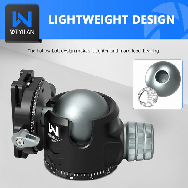 RH52 Low Profile 52mm Tripod Ball Head