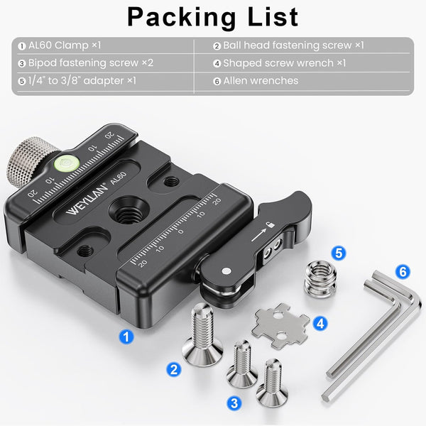 Arca Swiss Quick Release Plate Lever Lock Adapter for Magpul Mlok Bipod/Tripod Ball Heads