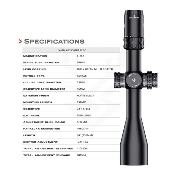 Swampdeer FX-HD 5-30x56SFIR FFP-S Rifle Scope