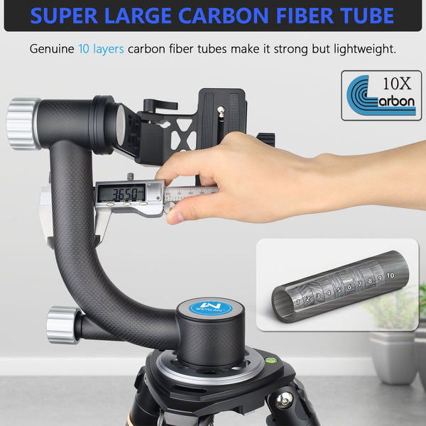 WEYLLAN PH6 Carbon Fiber Gimbal Tripod Head for DSLR/Video