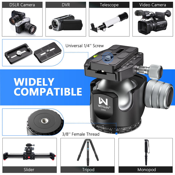 WEYLLAN CH55 Tripod Ball Head