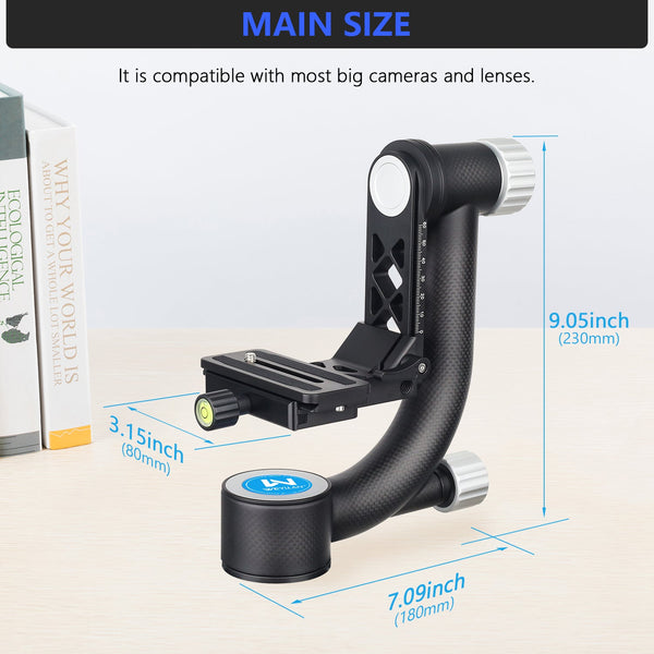 WEYLLAN PH6 Carbon Fiber Gimbal Tripod Head for DSLR/Video