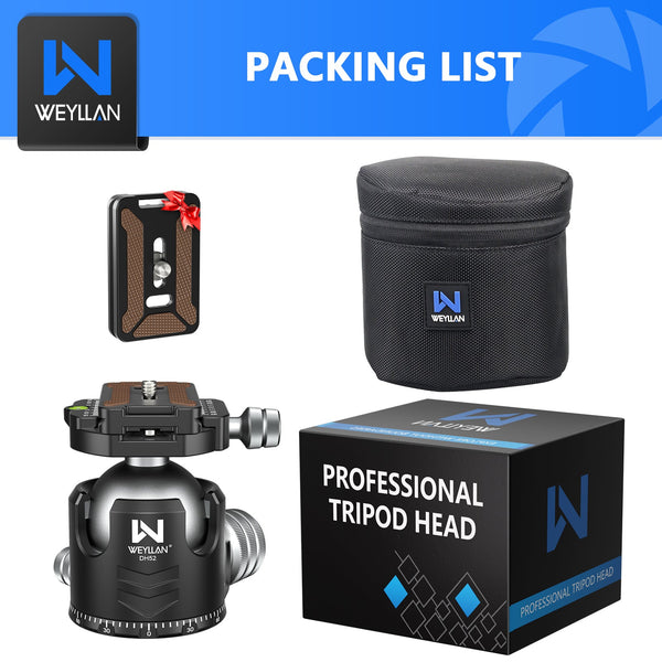 WEYLLAN DH52 Low Profile 52mm Tripod Ball Head