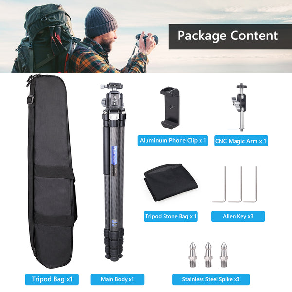 ARTCISE CT80C Carbon Fiber Tripod with 52mm Low Profile Ball Head