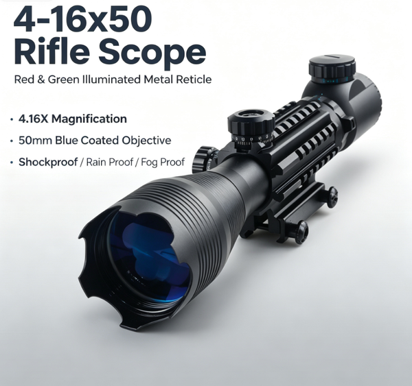 4-16X Rifle Scope Tactical Red Green Illuminated Reticle Hunting Sight