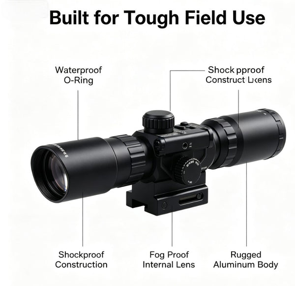 3.5-10X Rifle Scope Reticle 40mm Red laser sight Compact 24 Mil-Dot Reticle