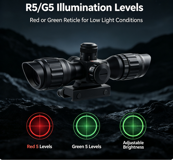 2.5x-10X Rifle Scope Reticle 32mm Red laser sight Compact Reticle