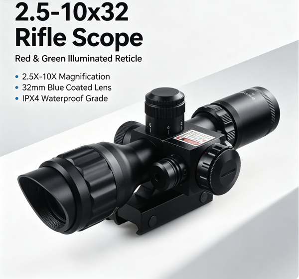 2.5x-10X Rifle Scope Reticle 32mm Red laser sight Compact Reticle