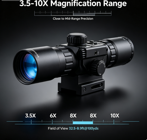 3.5-10X Rifle Scope Reticle 40mm Red laser sight Compact 24 Mil-Dot Reticle