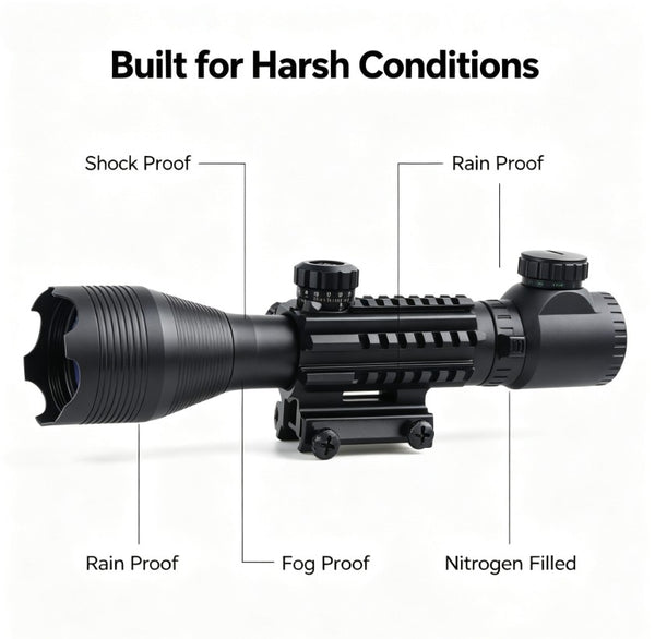 4-16X Rifle Scope Tactical Red Green Illuminated Reticle Hunting Sight