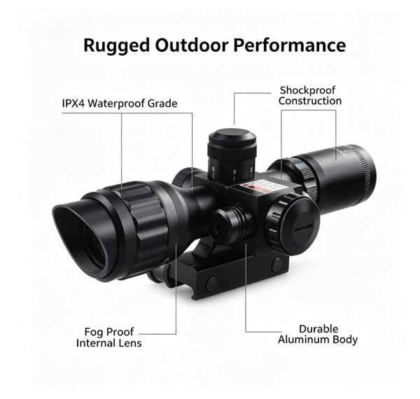 2.5x-10X Rifle Scope Reticle 32mm Red laser sight Compact Reticle