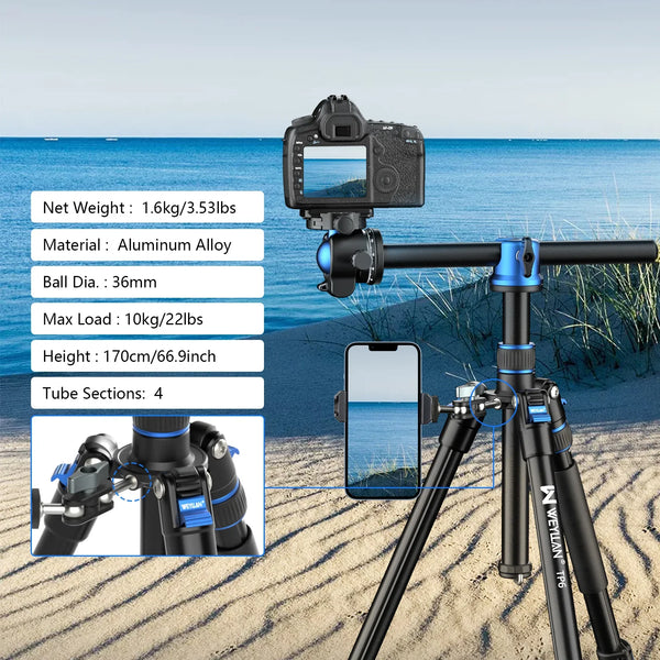 WEYLLAN TP6 Professional Horizontal Tripod for Camera