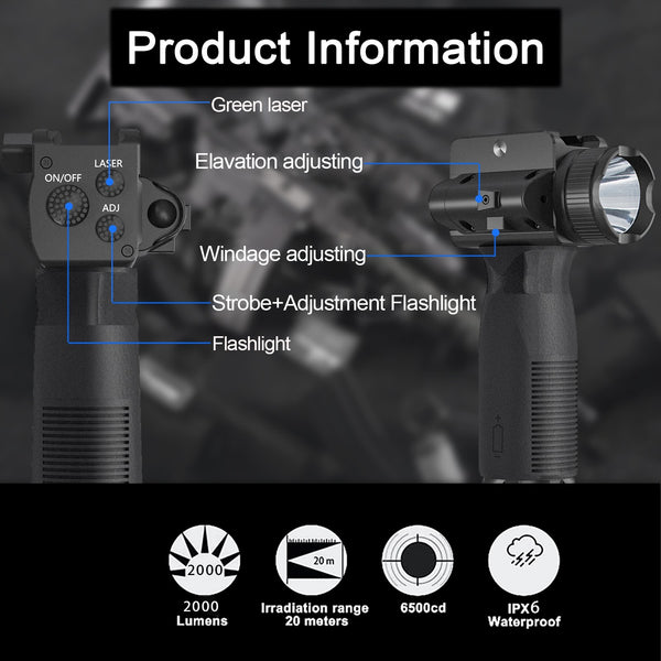 ARTCISE 2000LM Tactical Flashlight Blue Rifle Pistol Laser Light Combo IPX6