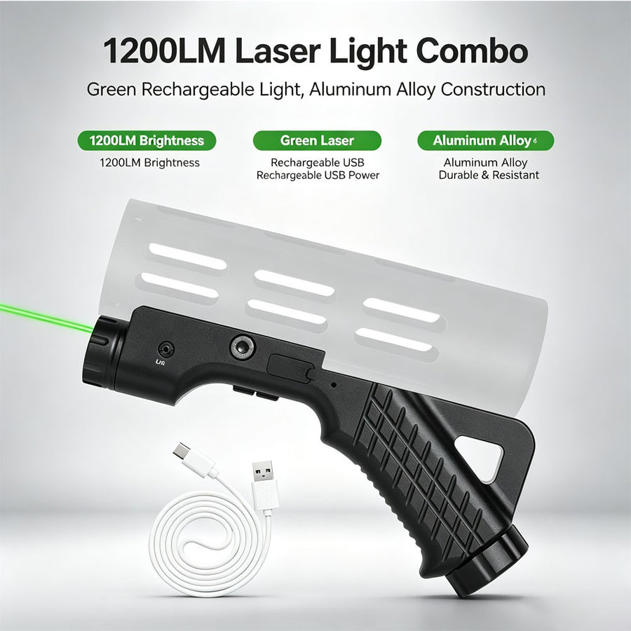 1200LM Laser Light Combo Green Rechargeable Aluminum Resistant Aluminum Alloy