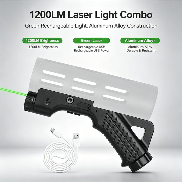 1200LM Laser Light Combo Green Rechargeable Aluminum Resistant Aluminum Alloy