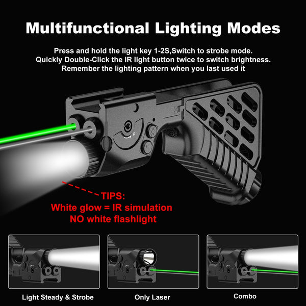 Tactical Green Laser Sight Infrared Illuminator Combo USB Picatinny Rail Mount
