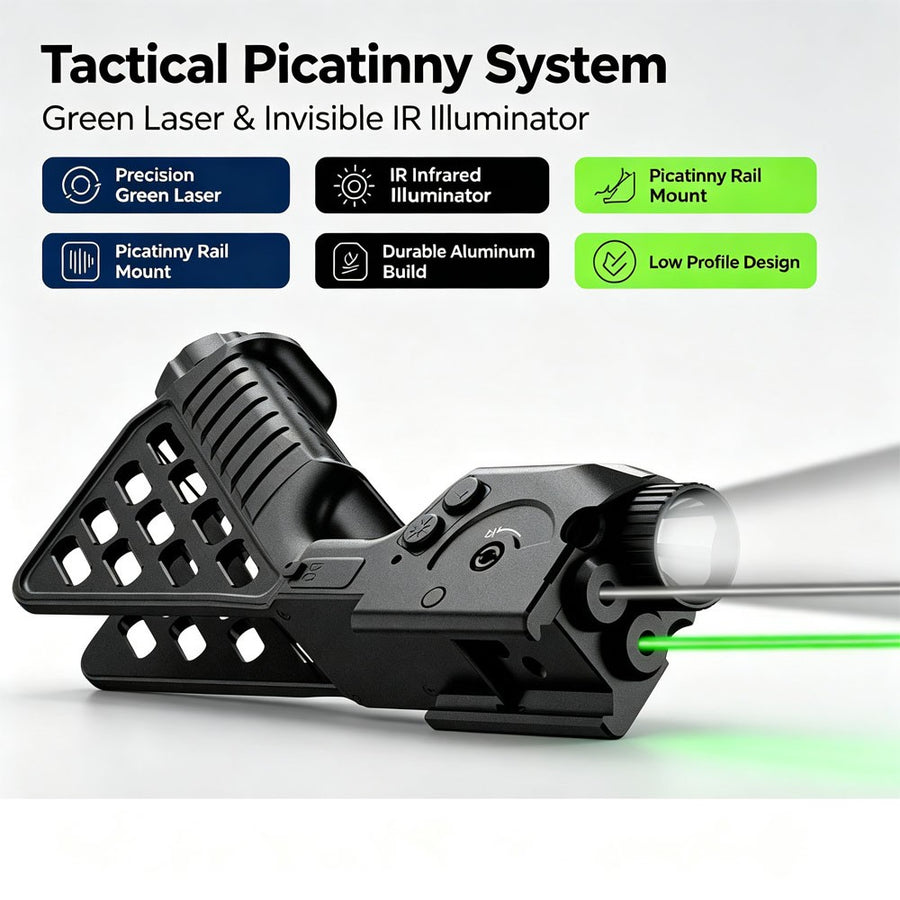 Tactical Green Laser Sight Infrared Illuminator Combo USB Picatinny Rail Mount