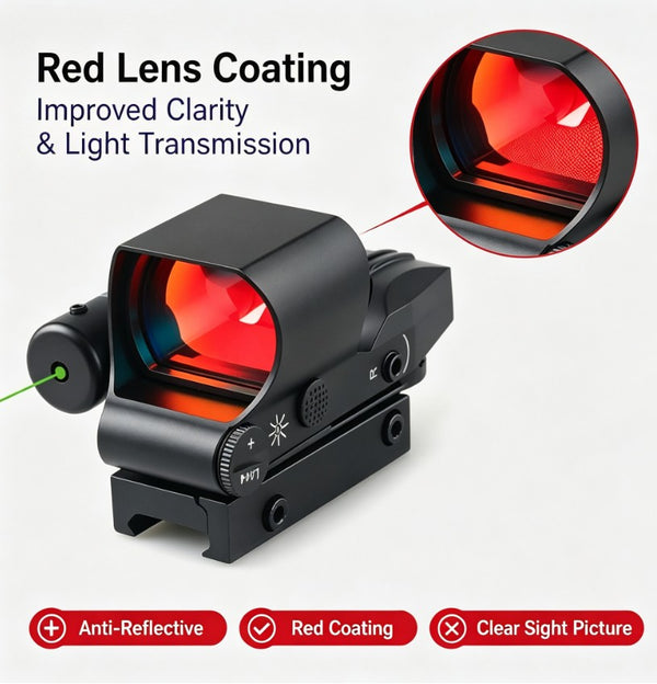 Tactical Red Dot Reflex Sight Scope Green Laser 3MOA 4 Reticles Picatinny Rail