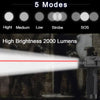 Rechargeable 2000 Lumen LED Weapon Light with Red Laser Rail Clamp Mount Black