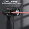 Rechargeable 2000 Lumen LED Weapon Light with Red Laser Rail Clamp Mount Black