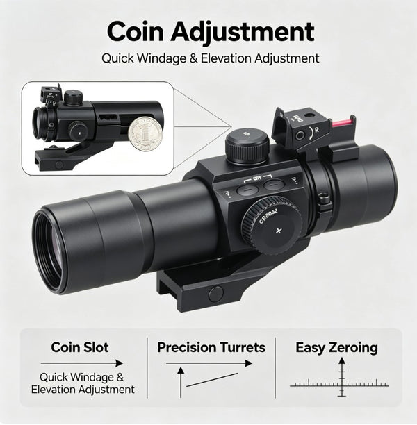 30mm Scope Hunting Sight Coin Adjustment Tactical Optic Compact Scope
