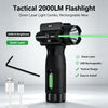 Tactical 2000LM Flashlight GreenLaser Light Combo Rechargeable New