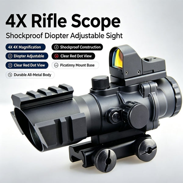 4X Rifle Scope Tactical Shockproof Diopter Adjustable Hunting Sight
