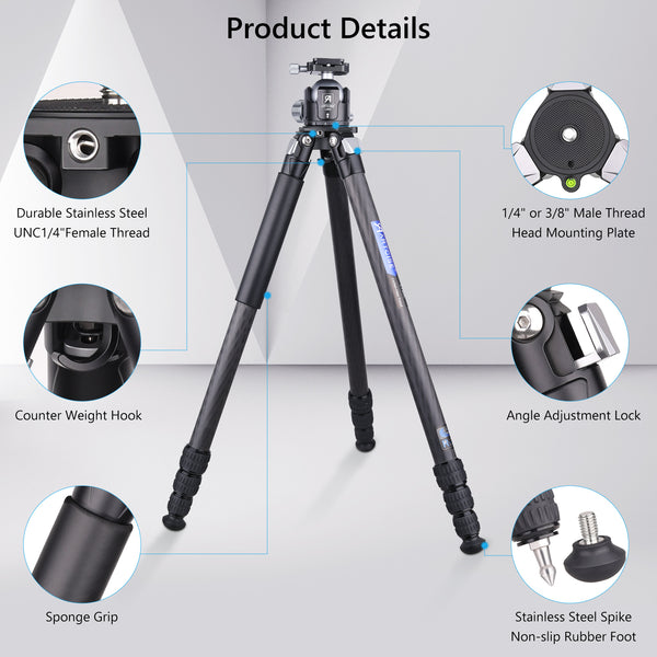 ARTCISE CT80C Carbon Fiber Tripod with 52mm Low Profile Ball Head