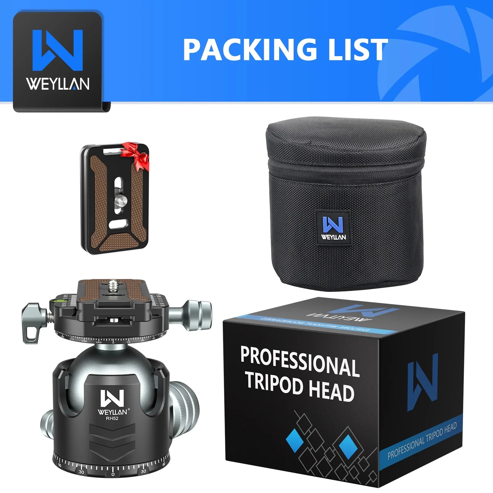 RH52 Low Profile 52mm Tripod Ball Head