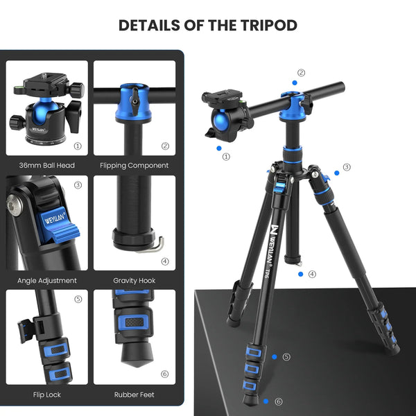 WEYLLAN TP6 Professional Horizontal Tripod for Camera