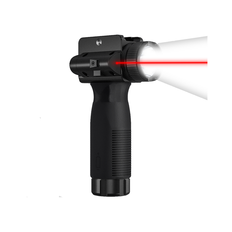 Rechargeable 2000 Lumen LED Weapon Light with Red Laser Rail Clamp Mount Black